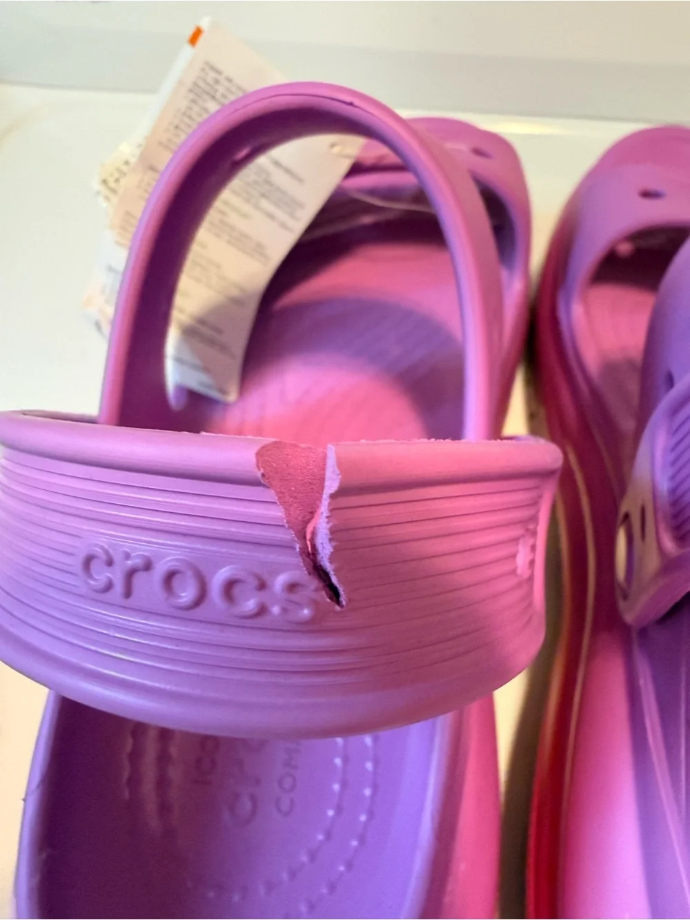 CROCS Platform Sandals in Lilac and Pink, size 7